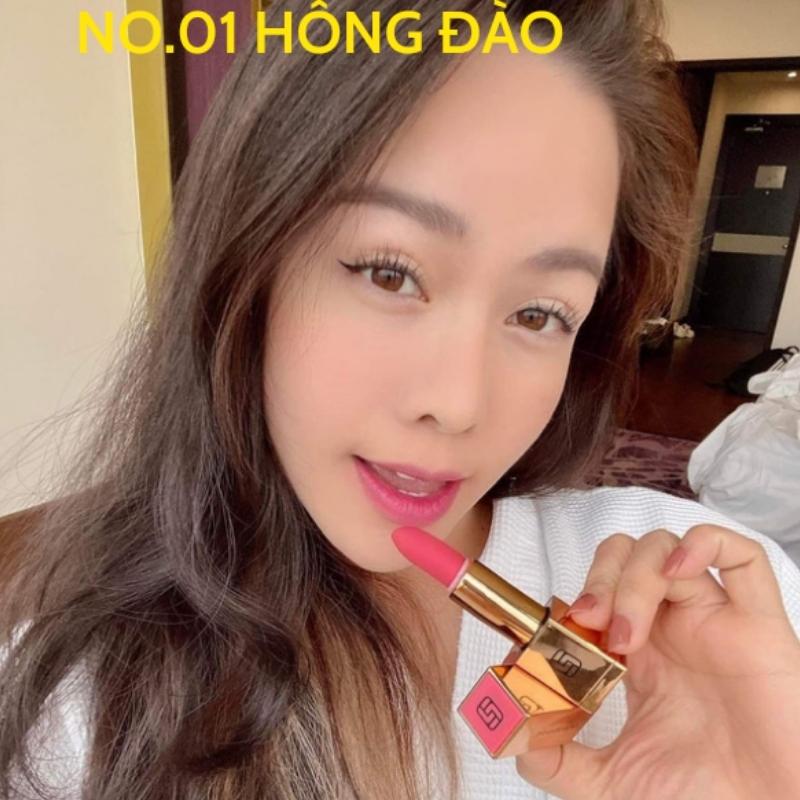 Son Thỏi Laura Sunshine Golden Velvet Lipstick No 1 Hồng Đào