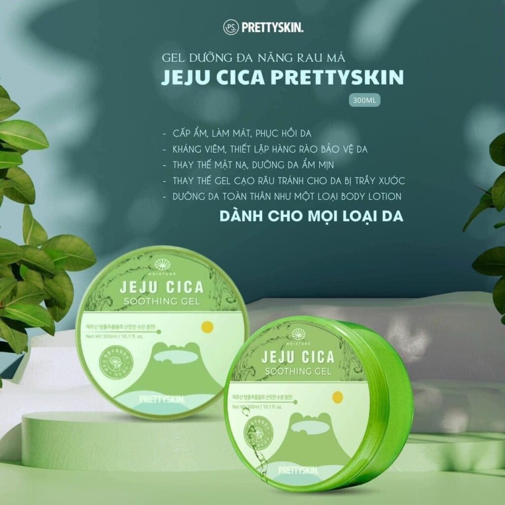 Pretty Skin Jeju Cica Gel Dưỡng Rau Má