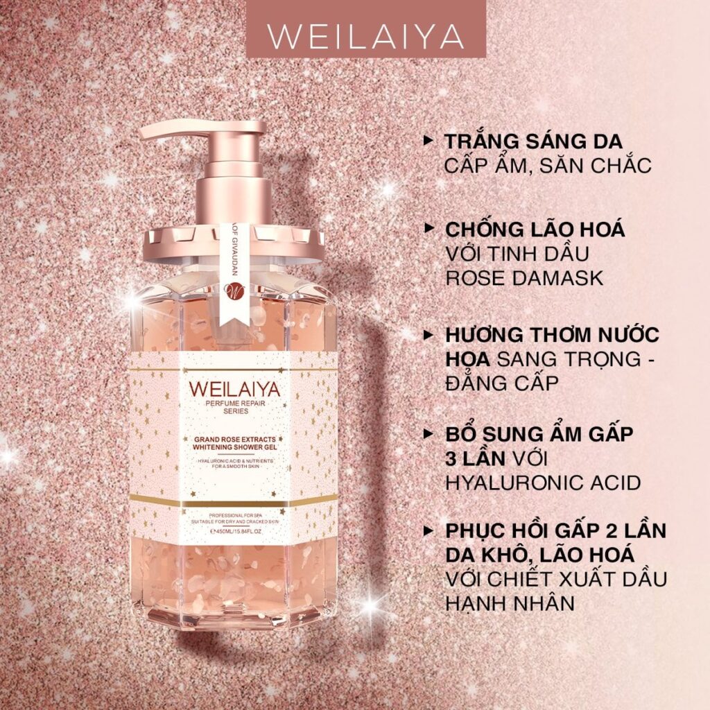 Weilaiya Sữa Tắm Trắng Hoa Hồng