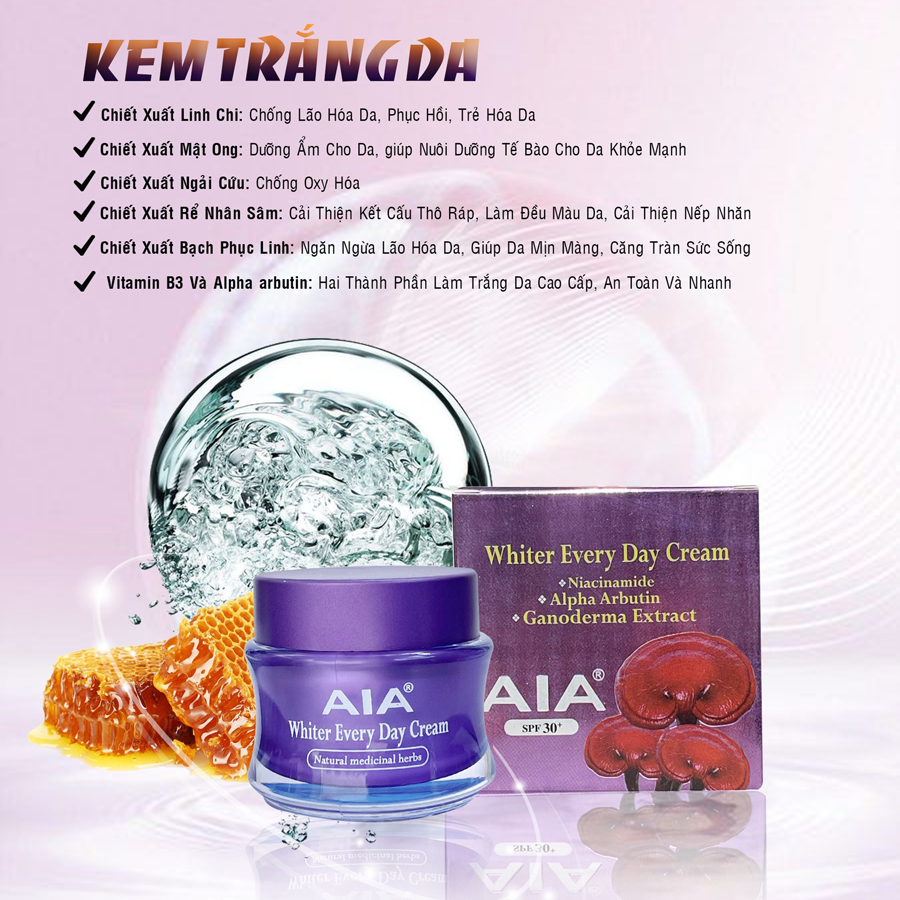 AIA Linh Chi kem trắng da chống nắng 20g