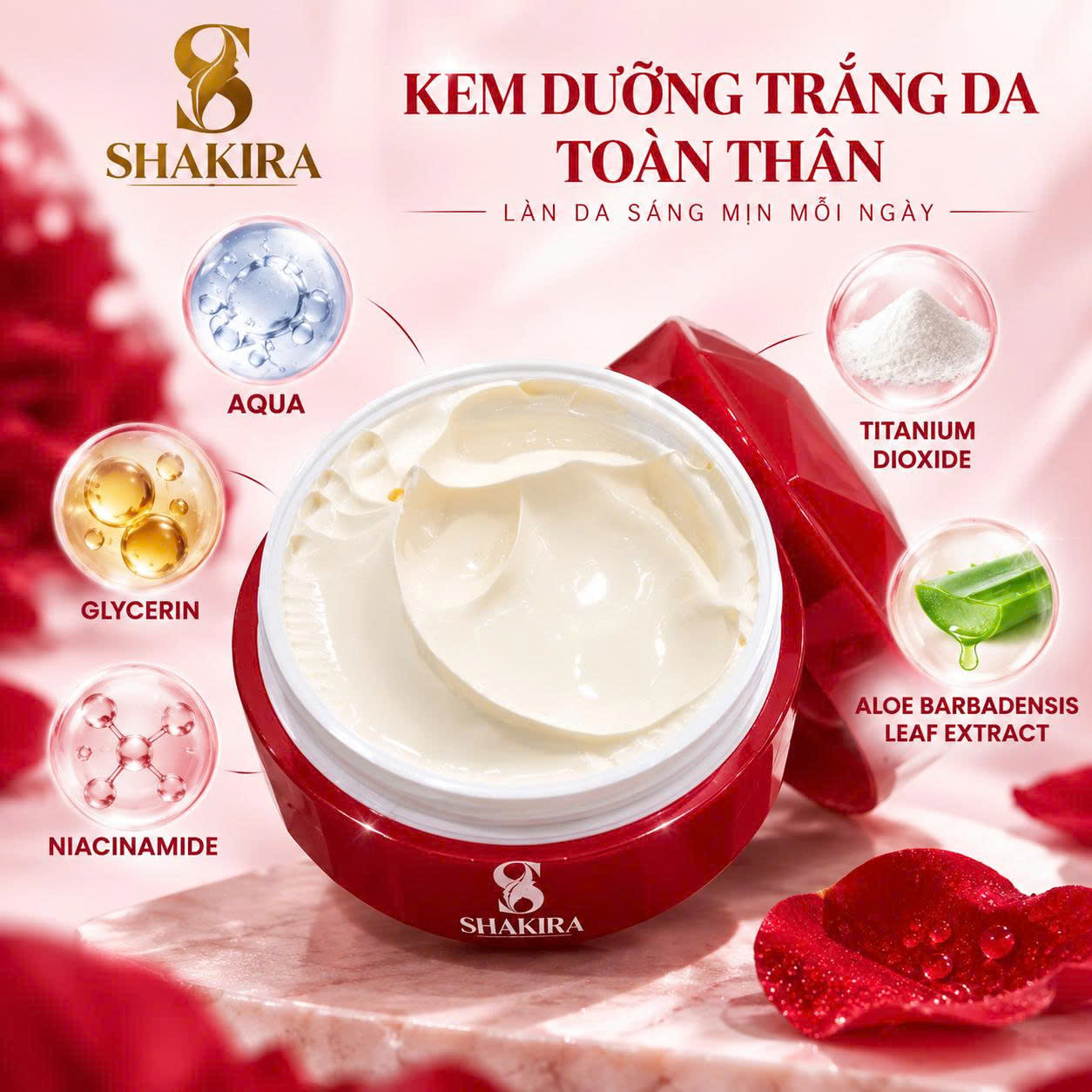 kem dưỡng trắng da toàn thân Shakira