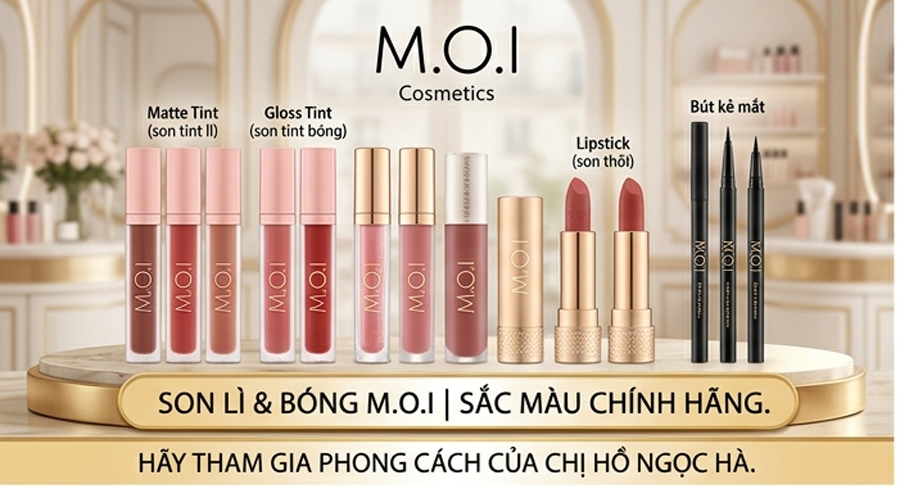 bộ sưu tập các sản phẩm son môi Hồ Ngọc Hà -M.O.I