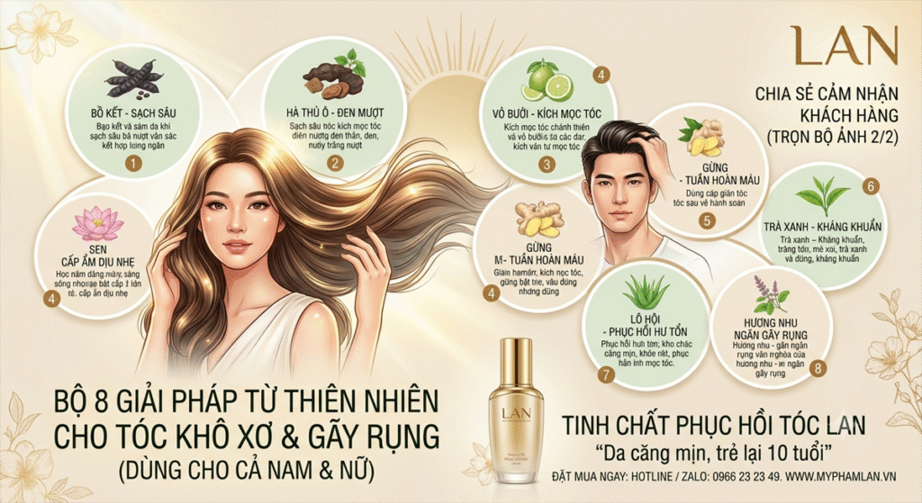 tóc khô sơ gãy rụng - nguyên nhân và giải pháp