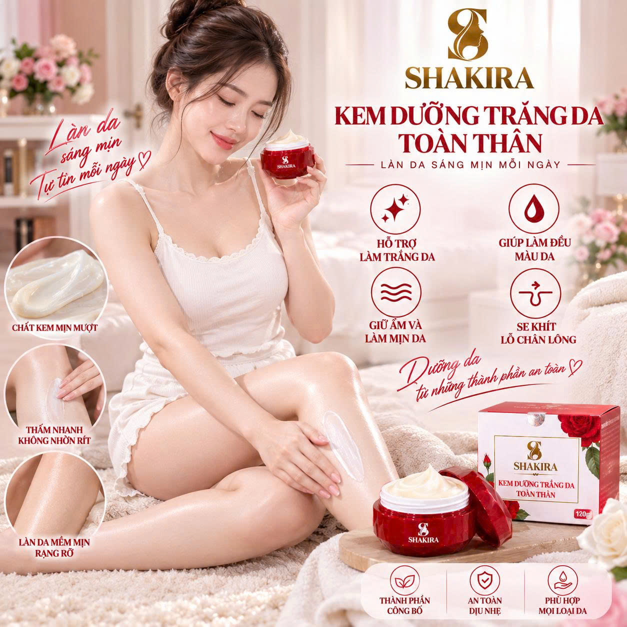 kem dưỡng trắng da toàn thân Shakira