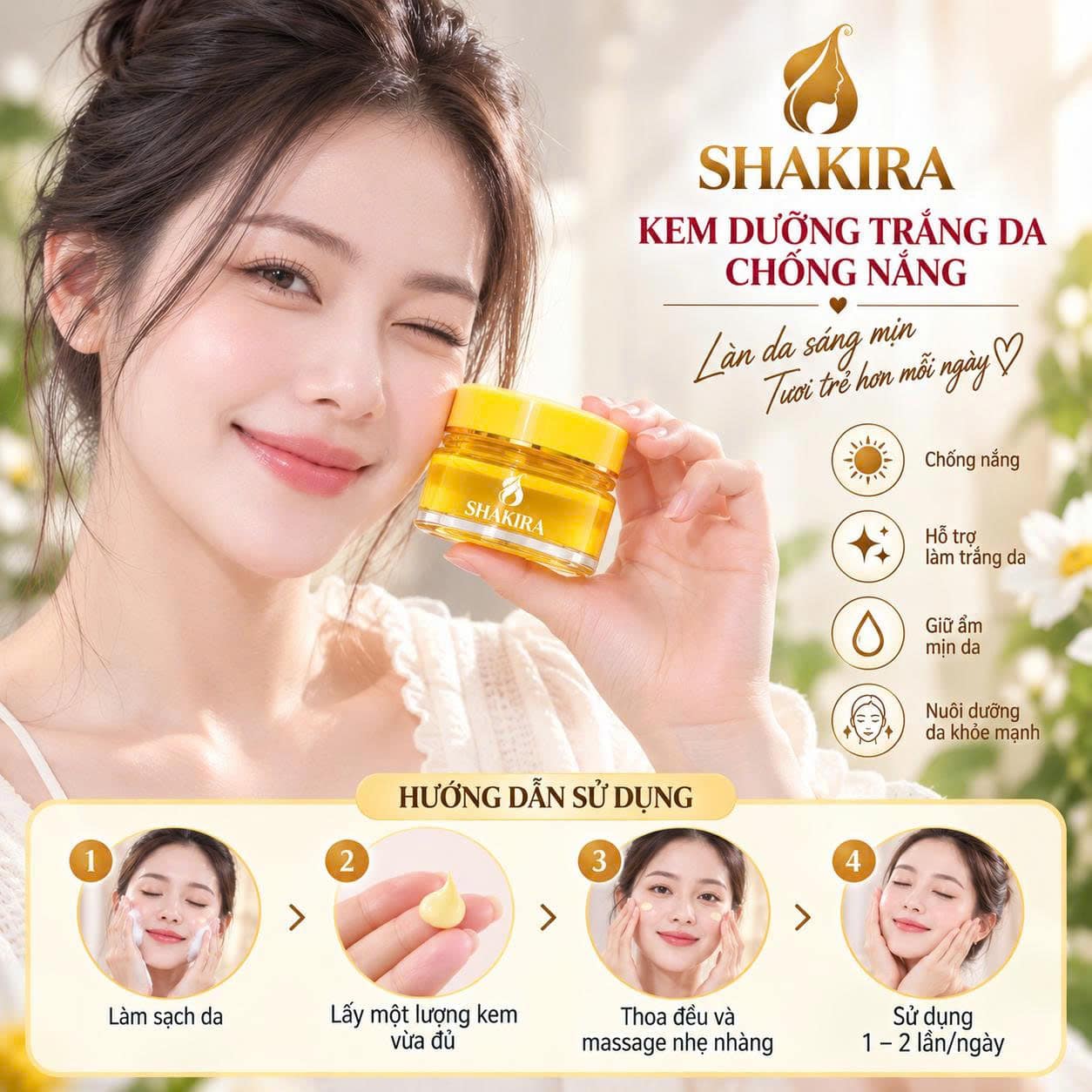 kem dưỡng trắng da, chống nắng Shakira