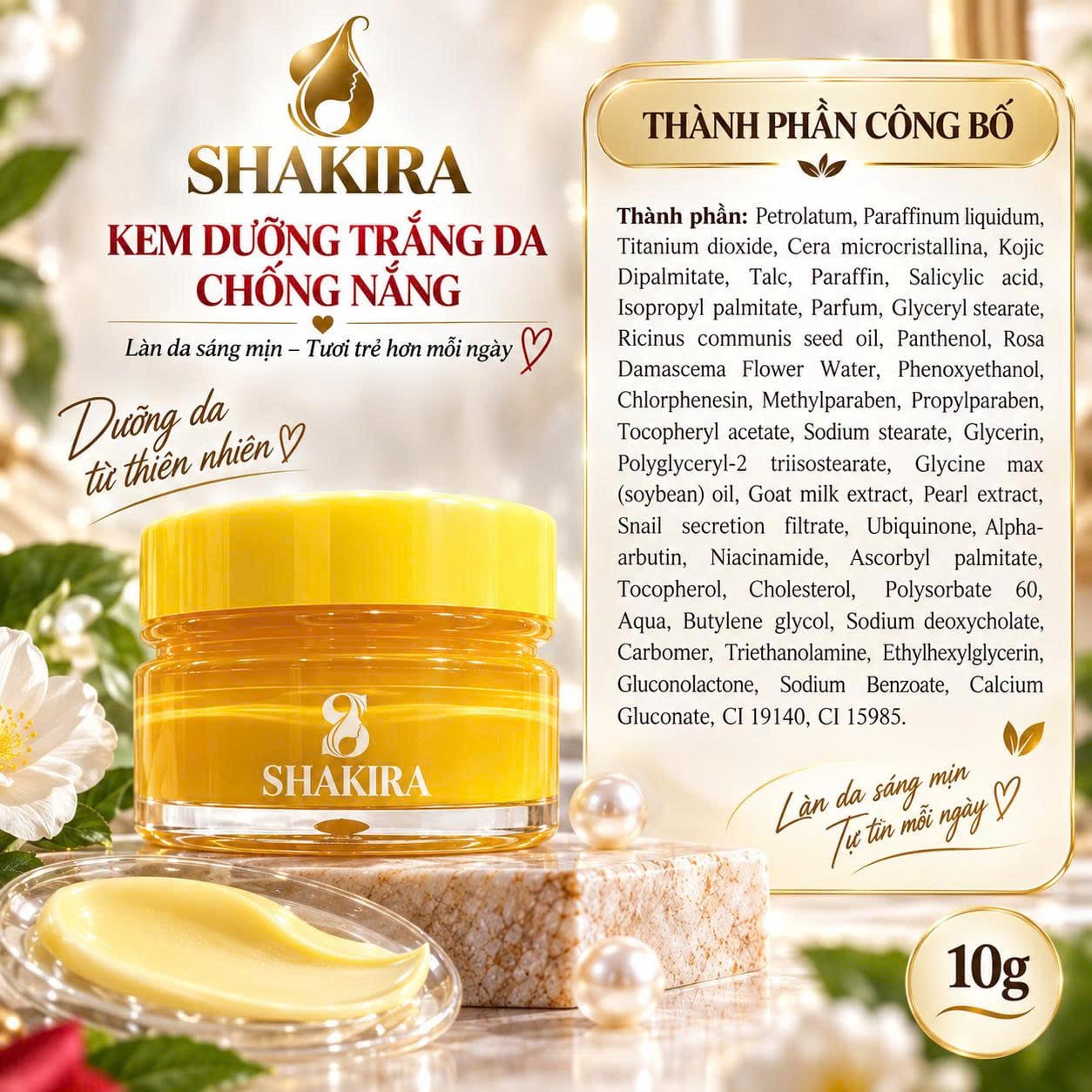 kem dưỡng trắng da, chống nắng Shakira