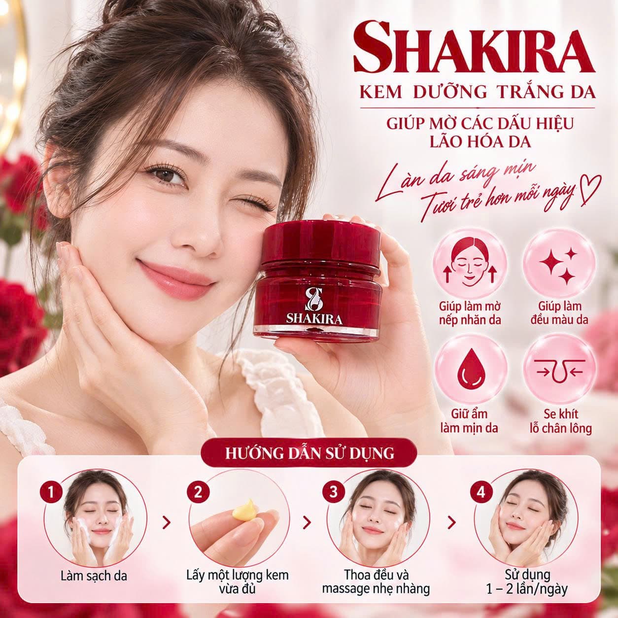 kem dưỡng trắng, giúp mờ các dấu hiệu lão hóa Shakira