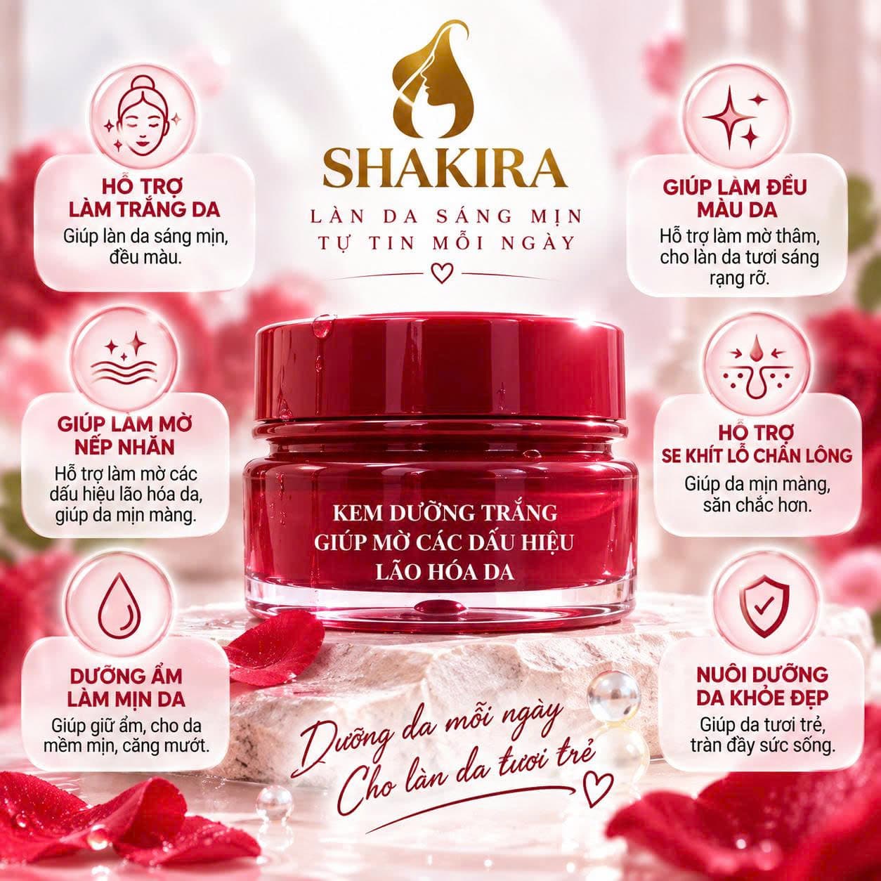 kem dưỡng trắng, giúp mờ các dấu hiệu lão hóa Shakira
