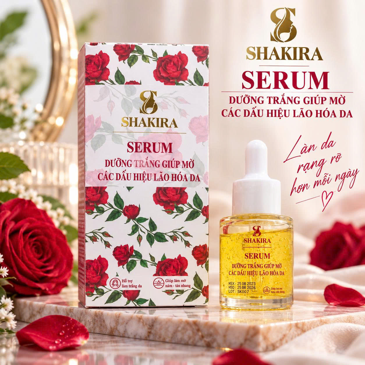 serum dưỡng trắng, mờ dấu hiệu lão hóa da Shakira